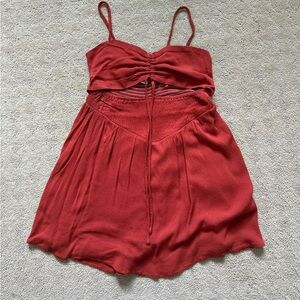 orange romper with slit